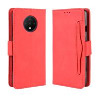 Voor OnePlus 7T portemonnee stijl huid voelen kalf patroon lederen draagtas met aparte kaartsleuf (rood)