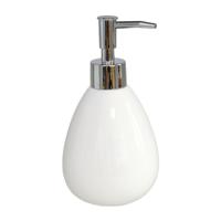 Gerimport Zeeppompje/dispenser - wit - keramiek - 350 ml - navulbaar - keuken/toilet/badkamer