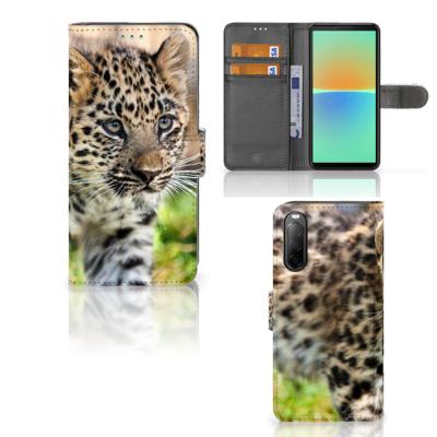 Sony Xperia 10 IV | Telefoonhoesje | Met pasjeshouder | Baby Luipaard