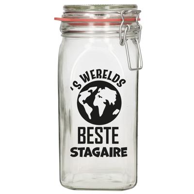 Cadeau voorraadpot - de beste Stagiare - 12 x 7 cm - 1,5 liter - bedankt - snoeppot