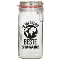 Cadeau voorraadpot - de beste Stagiare - 12 x 7 cm - 1,5 liter - bedankt - snoeppot