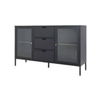 Artichok James Metalen Sideboard met Lades en Glas - B 140 cm - Zwart