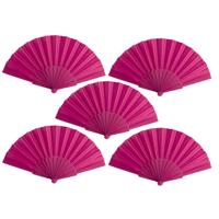 Spaanse Handwaaier - 5x - fuchsia roze - 23 x 43 cm - Verkoeling waaiers voor zomerse themperatuur