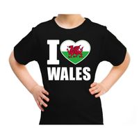 I love Wales t-shirt Verenigd Koninkrijk zwart voor kids