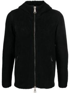 Giorgio Brato zip-up leather hooded jacket - Black