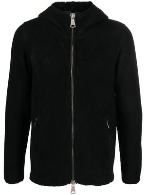 Giorgio Brato veste zippée en cuir à capuche - Noir
