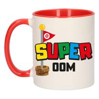 Cadeau koffie/thee mok voor oom - rood - super oom - keramiek - 300 ml - thumbnail