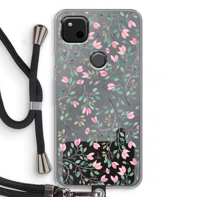 Sierlijke bloemen: Pixel 4a Transparant Hoesje met koord