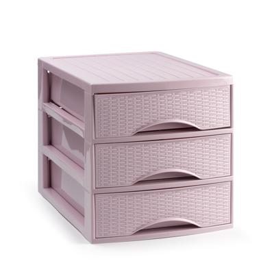 Ladekastje bureau organizer SORTED - 3 lades - roze - L26 x B35 x H28 cm - kunststof