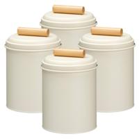 Voorraadpot / koekjes bewaarblik Bart - 4x - 14 x 20 cm - metaal - wit - keuken voorraadpotten