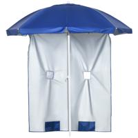 Outsunny Strandparasol met zijwand, verstelbaar, 2 zakken en 2 ramen, inclusief draagtas, Ã˜191 x 211 cm, Blauw+Wit