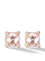 David Yurman puces d'oreilles Châtelaine en or rose 18ct pavées de diamants et serties de morganite (8 mm)