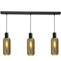 Masterlight Zwarte hanglamp eetkamerBounty 3-lichts cilindrisch glas - 2471-05-05-100-3-5