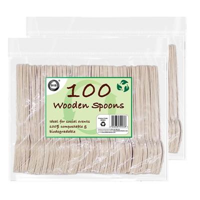 DID Wegwerp lepels - hout - 200x - eenmalig gebruik - biologisch afbreekbaar