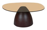 Sohome Organische Salontafel 'Jacky' Glas en gecoat staal, 86 x 76cm, kleur Bruin