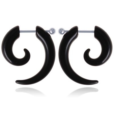 Stud oorbellen Tribal Bone Zwart-15mm