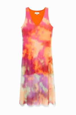 Wijd uitlopende dubbellaagse jurk met tie-dye - MATERIAL FINISHES - M Wijd uitlopende dubbellaagse jurk met tie-dye - MATERIAL FINISHES - M