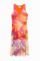 Wijd uitlopende dubbellaagse jurk met tie-dye - MATERIAL FINISHES - M