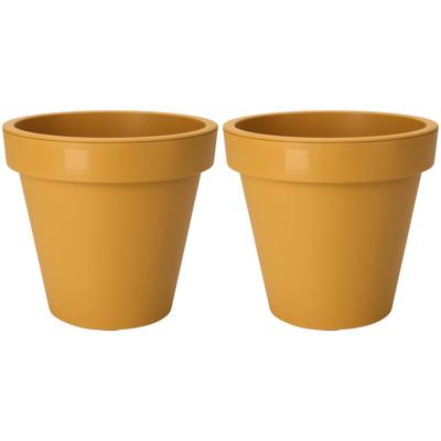 Pro Garden Plantenpot/bloempot - 2x - Tuin buiten - kunststof - okergeel - D40 cm