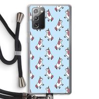 Eenhoorns overal: Samsung Galaxy Note 20 / Note 20 5G Transparant Hoesje met koord