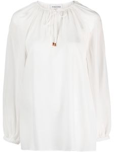 phaeonia blouse en soie à col noué - Blanc