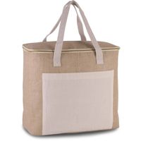 Koelbox/koeltas jute/canvas XL beige 20 liter - Koeltas - thumbnail