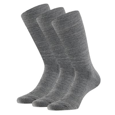 Apollo Merinowollen Sokken Badstof Zool 3-pack Medium Grey Melange-35/38