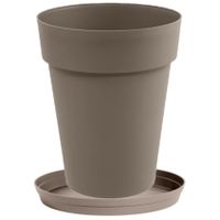 Bloempot Toscane kunststof taupe D44 x H53 cm inclusief onderschaal D35 cm