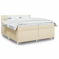 Boxspring met matras stof crèmekleurig 200x200 cm