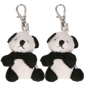 8x Pluche panda knuffel sleutelhangers 5 cm