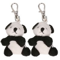 8x Pluche panda knuffel sleutelhangers 5 cm