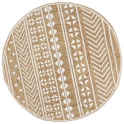 VidaXL Vloerkleed handgemaakt met witte print 120 cm jute