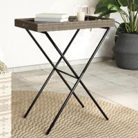 Dienbladtafel inklapbaar 65x40x75 cm poly rattan grijs - thumbnail