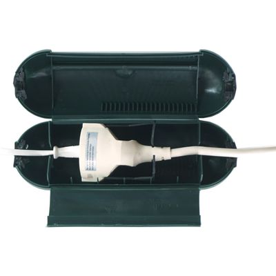 Stekkerbox/stekkersafe - spatwaterdicht - groen - kunststof - IP44 - 21 x 8 cm