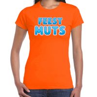 Verkleed t-shirt voor dames - Feest muts - oranje/blauw - carnaval