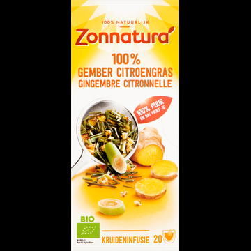Zonnatura Bio 100% Gember Citroengras 20 Zakjes 30 g bij Jumbo