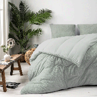 Sale: -30% | Dekbedovertrek Teddy - Jade - Lits-Jumeaux (240x220 Cm) - Groen Microvezel Teddy - Effen - Fresh And Co - Dekbed-Discounter.nl