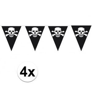 4x stuks Piraten versiering vlaggenlijnen   -