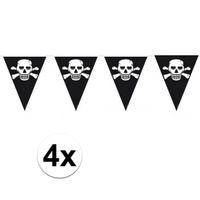 4x stuks Piraten versiering vlaggenlijnen   -