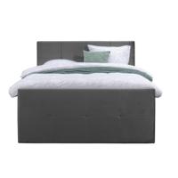Leen Bakker - Boxspring Met Voetbord Liv Geblokt - 140x200 Cm - Slanke Poot - Stof/Velvet - Grijs