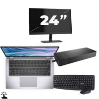 Dell Latitude 7410 - Intel Core i5-10e Generatie - 14 inch - Touch - 16GB RAM - 256GB SSD - Windows 11 Home + 1x 24 inch Monitor