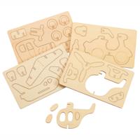 Colorations Bouwpakketje houten 3d voertuigen, set van 4