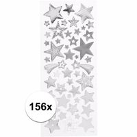 Kerst sterren stickers zilver 156 stuks