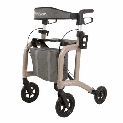 Rollator Neptune lichtgewicht (7,1 kg) | Incl. Fleshouder, Stokhouder, Rugband en tas | Champagne | PR30265-CH | Able2