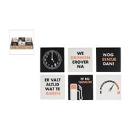 Onderzetters Bier m/tekst 6ass aardewerk