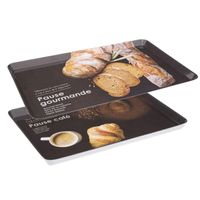 Set 2x dienbladen/serveerbladen rechthoekig Koffie en Brood zwart