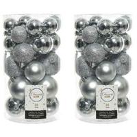 Decoris kerstballen - 60x st - zilver - 4-5-6 cm - kunststof - kerstversiering