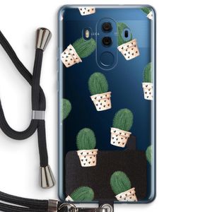 Cactusprint roze: Huawei Mate 10 Pro Transparant Hoesje met koord