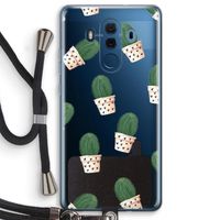 Cactusprint roze: Huawei Mate 10 Pro Transparant Hoesje met koord
