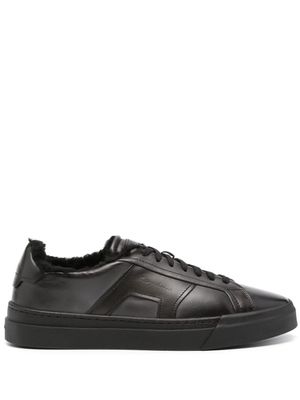 Santoni baskets en cuir à logo embossé - Gris